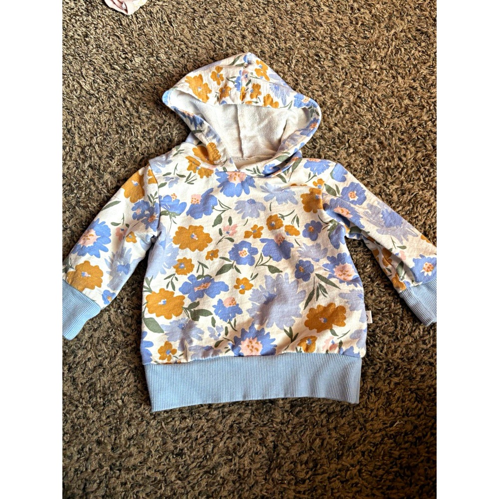 Honest Baby Clothing Hoodie Pullover 100% Organic Cotton Floral Long Sleeve 0-3M